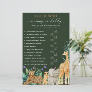 Safari Animal Greenery Baby Shower Guess game