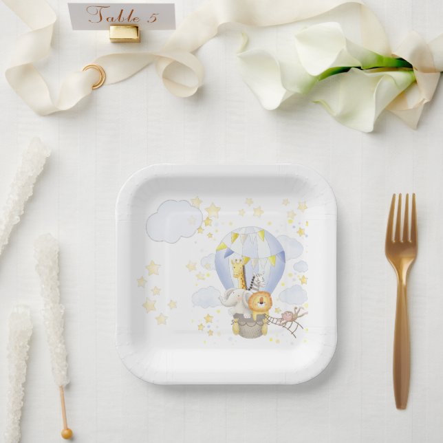 Safari Animal Hot Air Balloon Plates (Wedding)