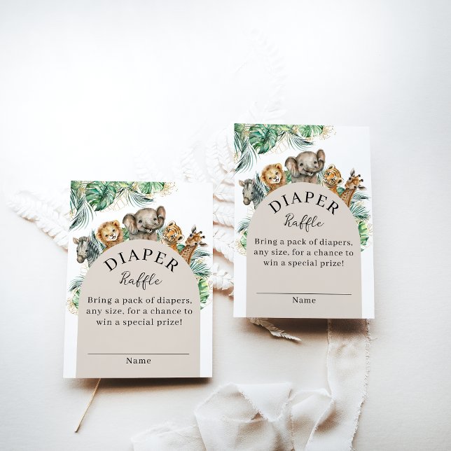 Safari Animal Jungle Modern Baby Shower diaper Enclosure Card (Creator Uploaded)