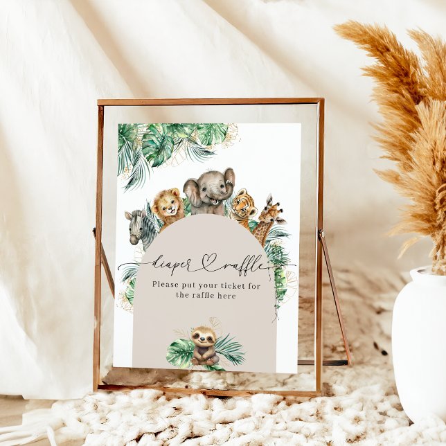 Safari Animal Jungle Modern Baby Shower diaper Poster (Creator Uploaded)