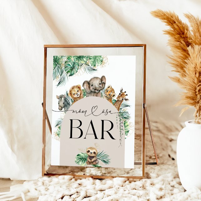 Safari Animal Jungle Modern Baby Shower Momosa bar Poster (Creator Uploaded)