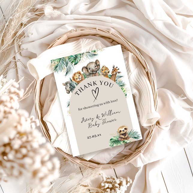 Safari Animal Jungle Modern Baby Shower Thank You Card (Creator Uploaded)