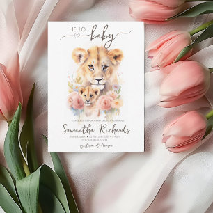 Safari Animal Lion Floral Mum Baby Shower Invitation