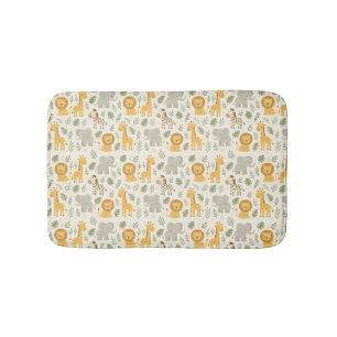 Safari animal nursery print bath mat
