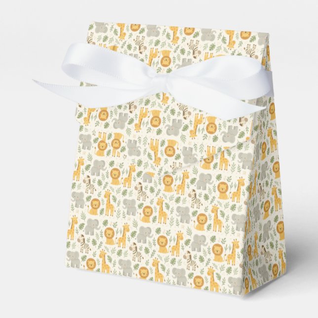 Safari animal nursery print favour box (Front Side)