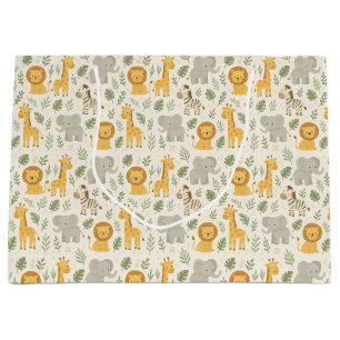 Safari animal nursery print large gift bag
