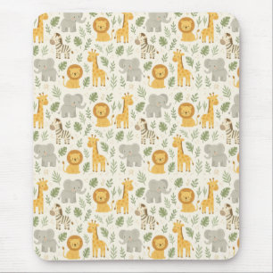 Safari animal nursery print mouse mat