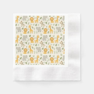 Safari animal nursery print napkin