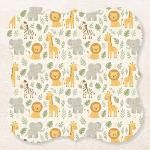 Safari animal nursery print paper coaster