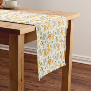 Safari animal nursery print short table runner