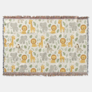 Safari animal nursery print throw blanket
