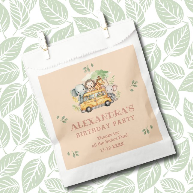 Safari Animal Pink Girl Jungle Birthday Thank You Favour Bags (Creator Uploaded)