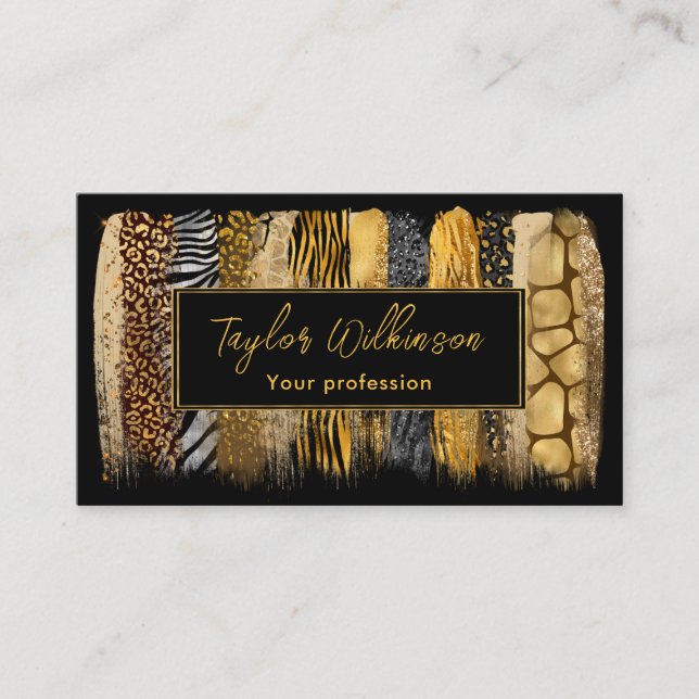 Safari Animal Print Brush Strokes Business Card (Front)