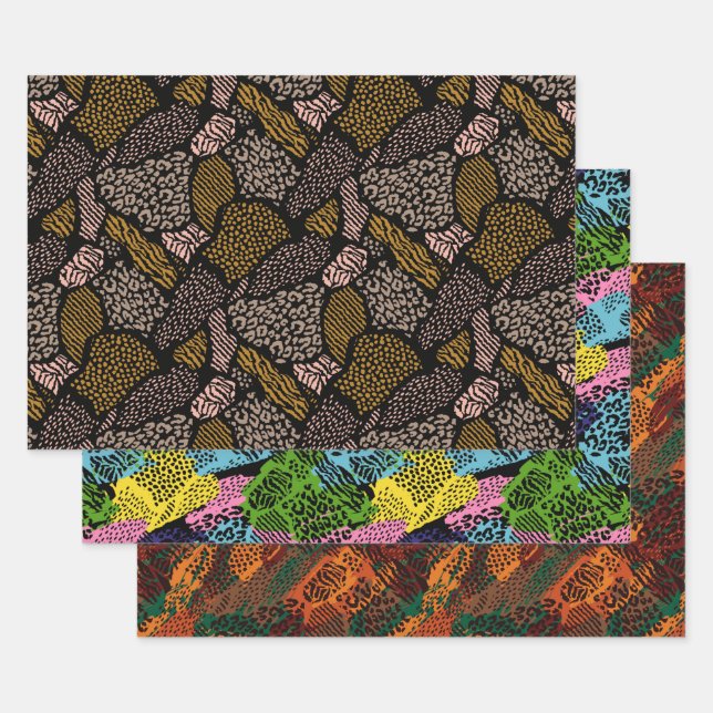 Safari Animal Print Collection Wrapping Paper Sheet (Set)