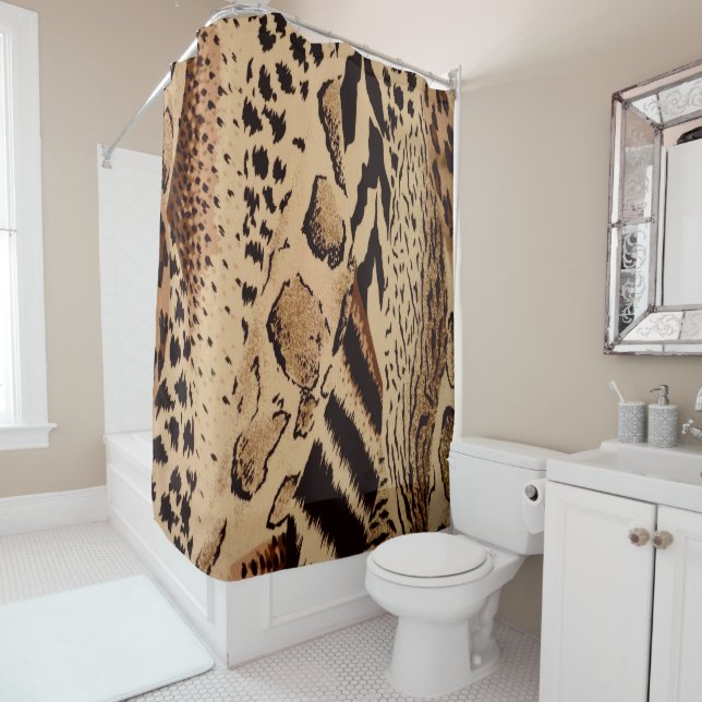 Safari Animal Print Shower Curtain (In Situ)