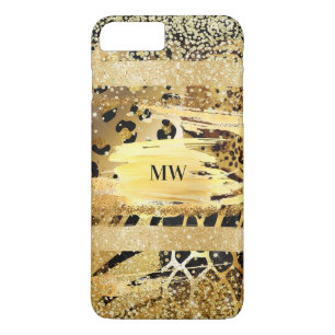 Safari animal skin pattern shimmer glitter initial iPhone 8 plus/7 plus case
