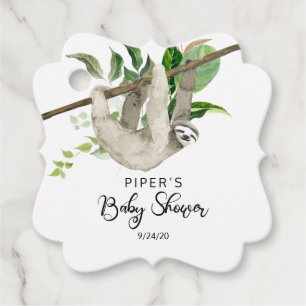 Safari Animal Sloth Baby Shower Thank You Favour Tags
