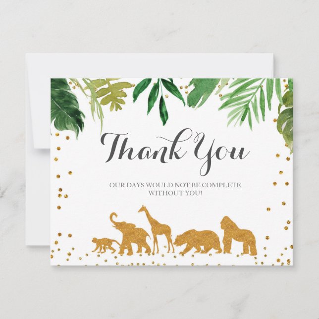Safari animal Thank You Card . (Front)
