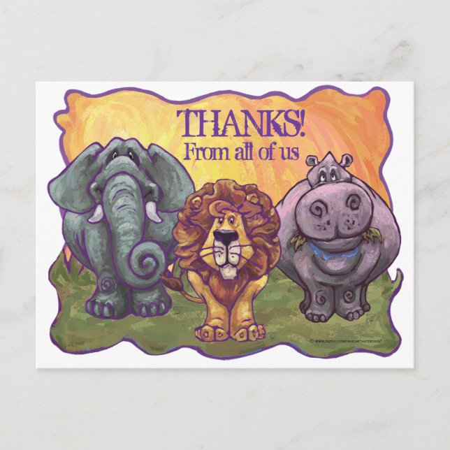 Safari Animal Thank you Postcard (Front)