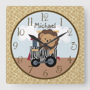 Safari Animal Train Nursery Clock