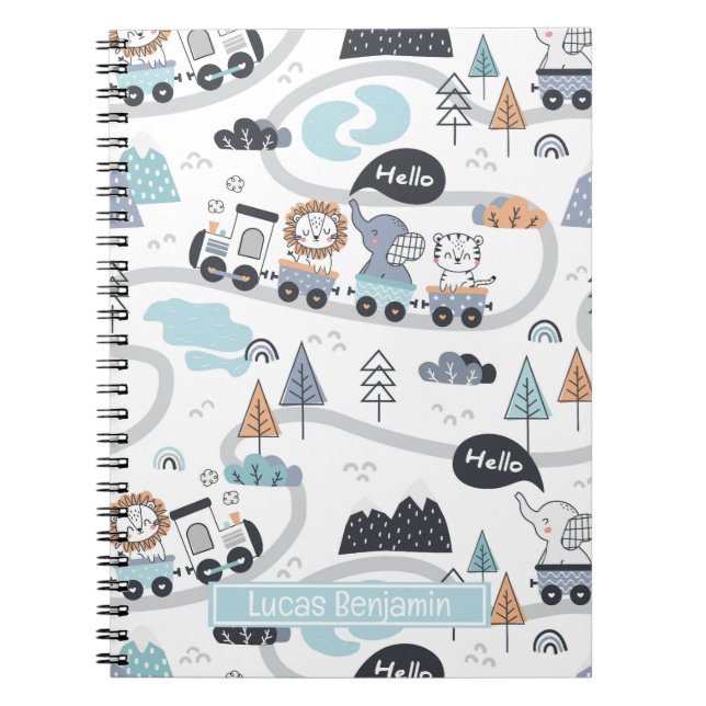 Safari Animal Train Parade Custom Notebook  (Front)