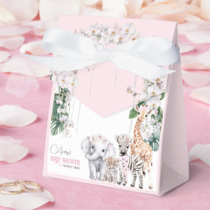 Safari Animal Tropical Flower Pink Baby Shower Favour Box