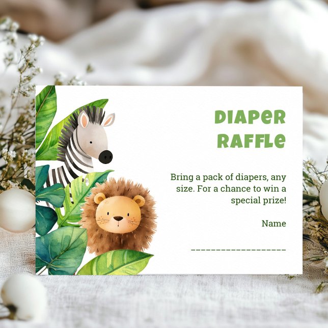 Safari animal watercolor baby shower card (Safari wild one baby shower enclosure card)