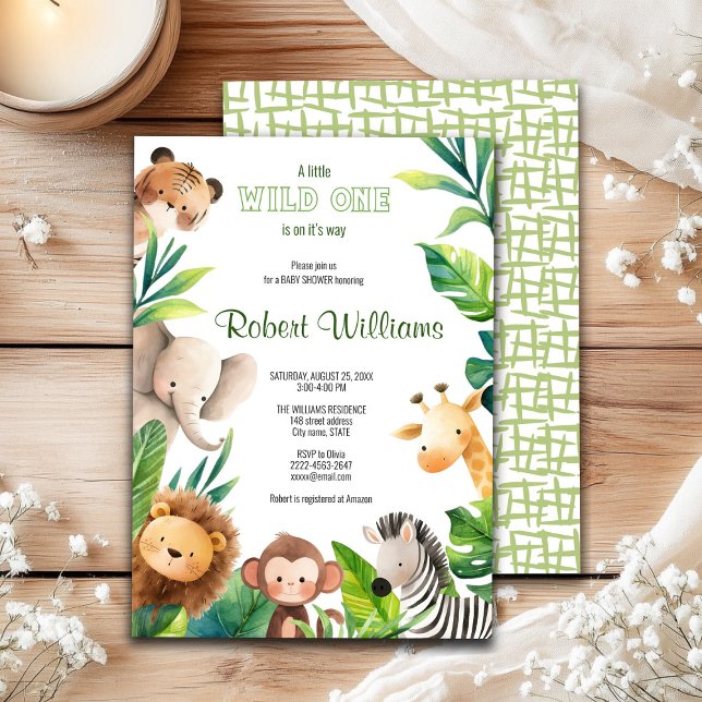 Safari animal watercolor baby shower invitation (African safari-themed baby shower invitation! Featuring charming jungle animals 🌿🦒✨)