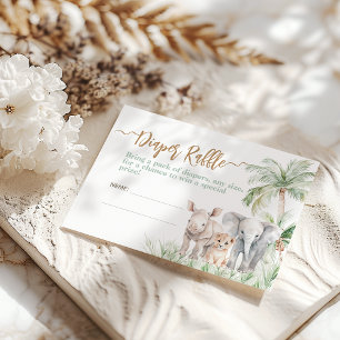 Safari Animal Wild One Baby Boy Shower  Enclosure Card