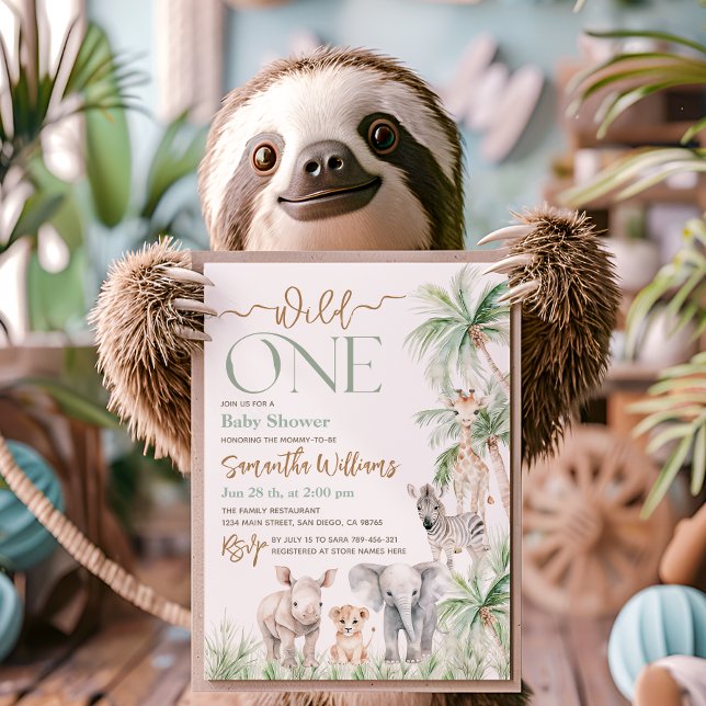 Safari Animal Wild One Baby Boy Shower Invitation (Creator Uploaded)