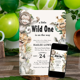 Safari Animal Wild One Jungle Baby Shower Invitation