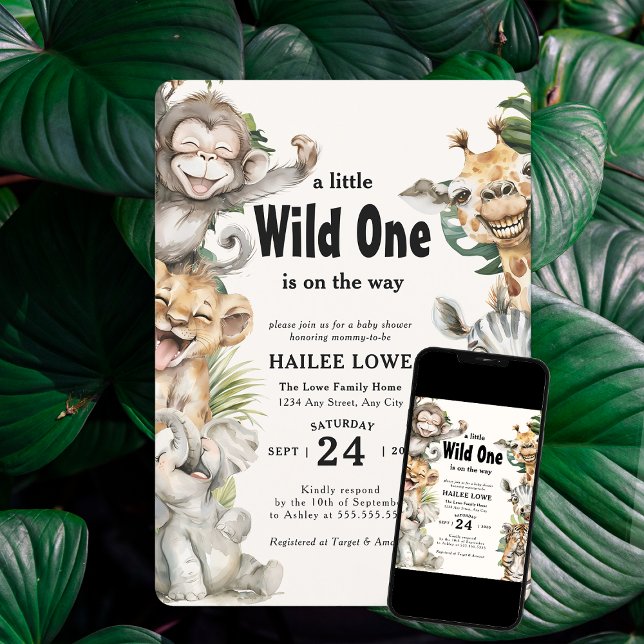 Safari Animal Wild One Jungle Baby Shower Invitation (Creator Uploaded)