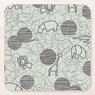 safari animals 1 square paper coaster