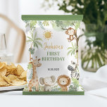Safari Animals 1st Birthday Chip Bag Wrapper<br><div class="desc">Add a playful twist to your party snacks with our Safari Birthday Chip Bag Wrapper! Featuring adorable jungle animals, along with vibrant jungle-themed accents, these custom wrappers turn ordinary chip bags into wild party favours. Perfect for your little one’s first birthday celebration, these chip bag wrappers can be personalised with...</div>