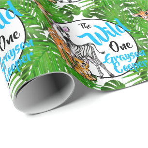 Safari animals  1st Birthday   jungle Animals  Wra Wrapping Paper