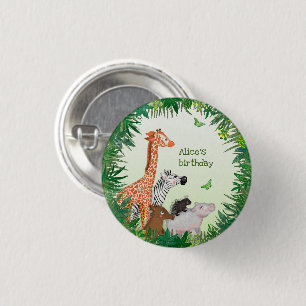 Safari animals 3cm birthday party badge