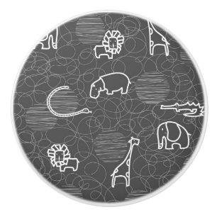 safari animals 5 ceramic knob