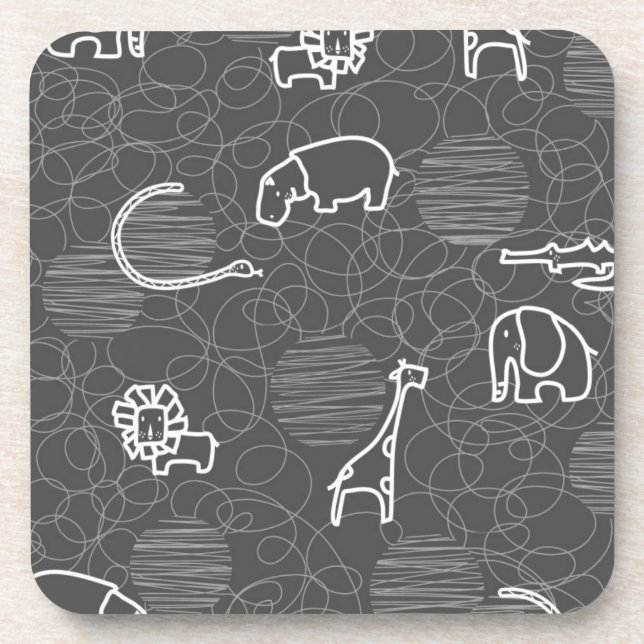 safari animals 5 coaster (Front)