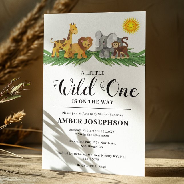 Safari Animals A little Wild One Baby Shower Invitation (Creator Uploaded)