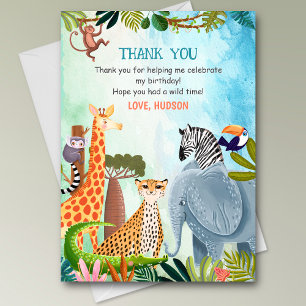 Safari animals any age boy birthday thank you card