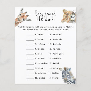 Safari animals - baby around the world game