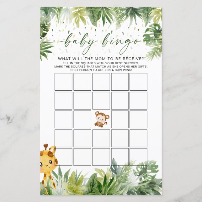Safari Animals Baby Bingo Game (Front)