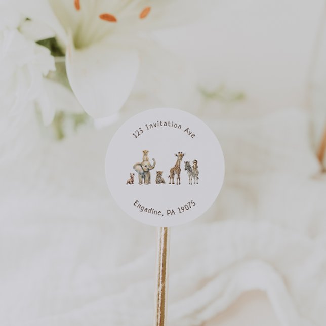 Safari Animals Baby Shower Address Envelope Seal (Creator Uploaded)