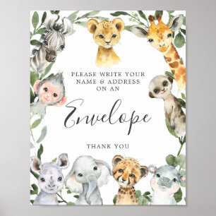 Safari Animals Baby Shower Address Envelope Sign