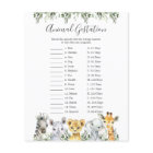 Safari Animals Baby Shower Animal Gestation Game