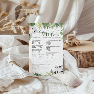 Safari Animals Baby Shower Baby Trivia Game Card