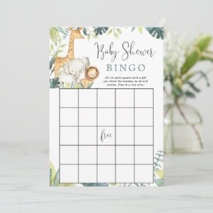Safari animals baby shower bingo game invitation