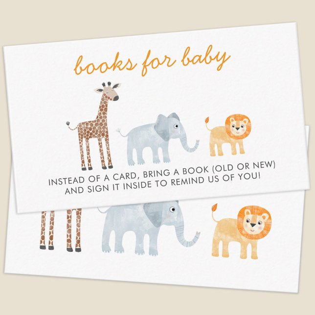 Safari Animals Baby Shower Book Request Enclosure Card (Cute safari animal books for baby enclosure card for wildlife lover's baby shower. )