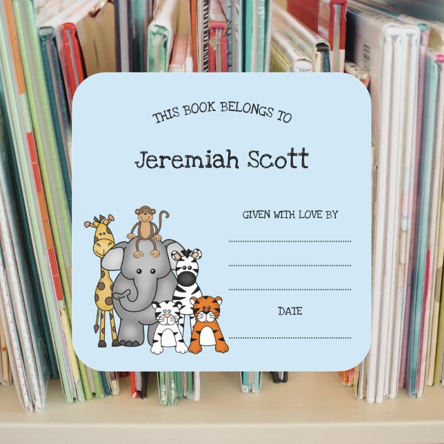 Safari Animals Baby Shower Bookplate sticker (Creator Uploaded)