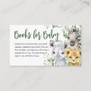 Safari Animals Baby Shower Books for Baby Enclosure Card